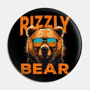 Rizzly Bear Cool Grizzly Bear Wearing Sunglasses Pin