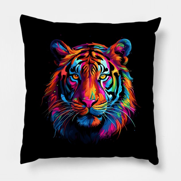 Neon Tiger #5 Pillow by Everythingiscute