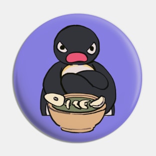 angery sulking pingu sitting with food bowl meme Pin