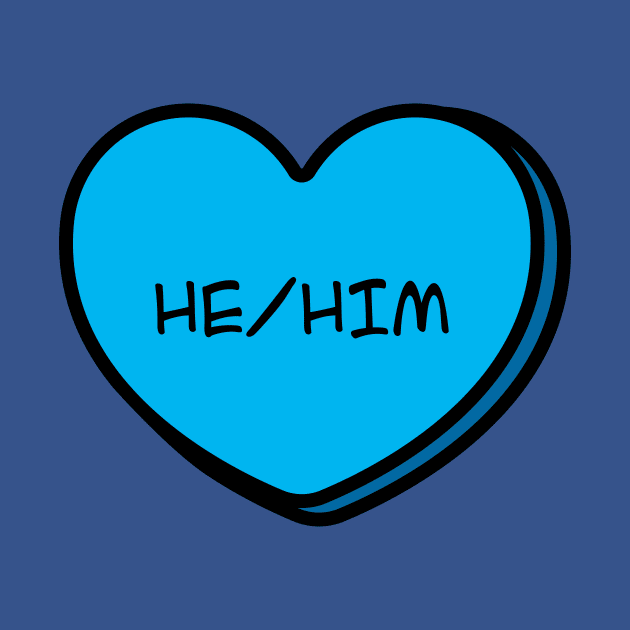 Pronoun He/Him Conversation Heart in Blue by Art Additive