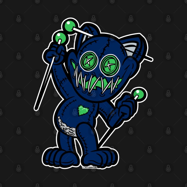 Happy VooDoo Kitty Cat Doll Seattle Colors by eShirtLabs