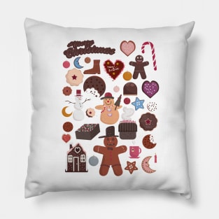 Cute Christmas Postcards - Cute Christmas Illustration - christmas cookies illustration Pillow