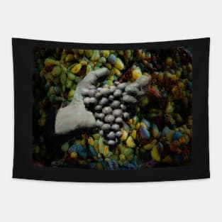 Hand sculpture holding grapes Tapestry