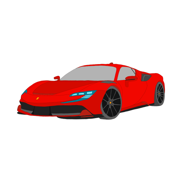 Ferrari SF90 Selfmade car Red by Merlins Desings