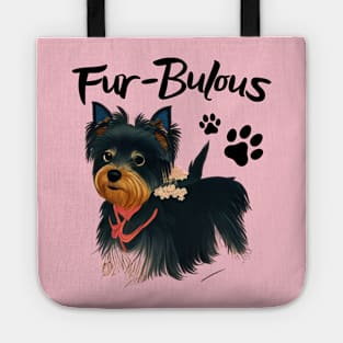 Adorable Black Yorkie Puppy Fur Babies Fabulous Tote