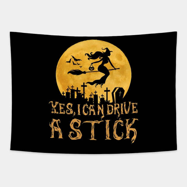 Halloween I Can Drive A Stick Tapestry by Tatjana  Horvatić