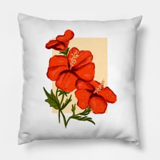 Hibiscus watercolor print Pillow