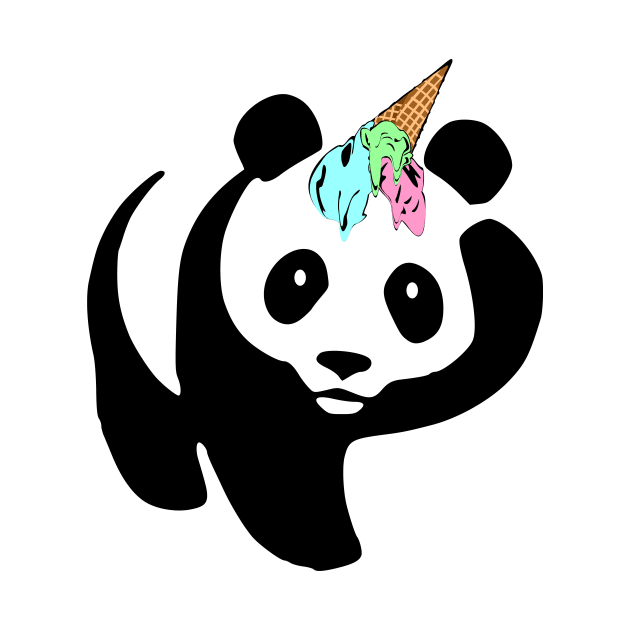 Surprised Panda Ice Cream Unicorn Funny Pandicorn by Xeire