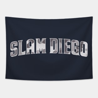 slam diego curve path blue army pattern Tapestry