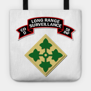 D Co 58th Infantry (Ranger) Scroll - LRRP w 4th ID Tote