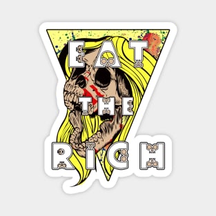 Eat the Rich Blonde Zombie Skull Karen Magnet