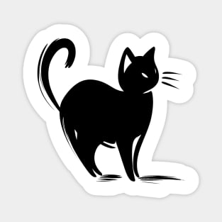 Stick figure cat in black ink Magnet