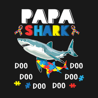 Papa Shark Autism Awareness Shirt Papa Baby Shark Autism tee T-Shirt