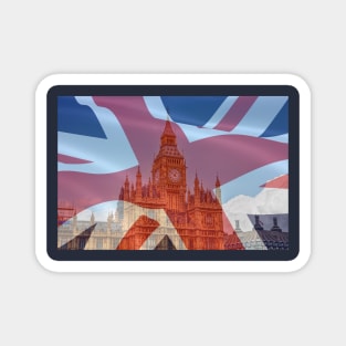 Big Ben Clock And Union Jack Flag, London, UK Magnet