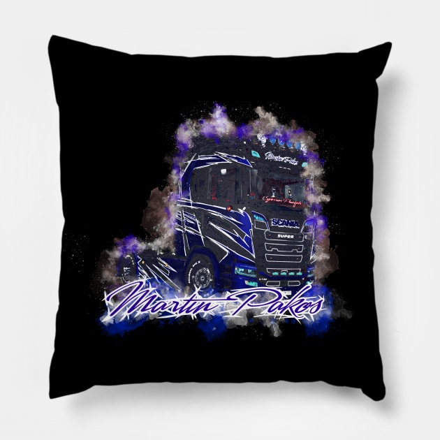 Martin Pakos Blue Truck Pillow by CYBERRIOR