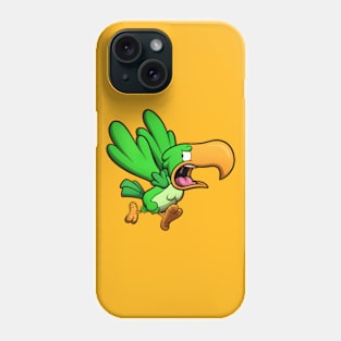 Scared Running Green Parrot Phone Case