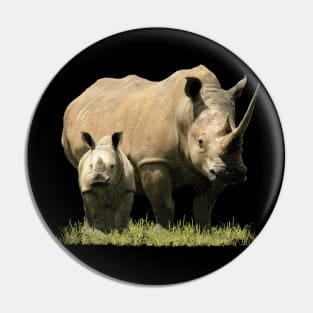 Rhino-Mama with Baby in Kenya / Africa Pin