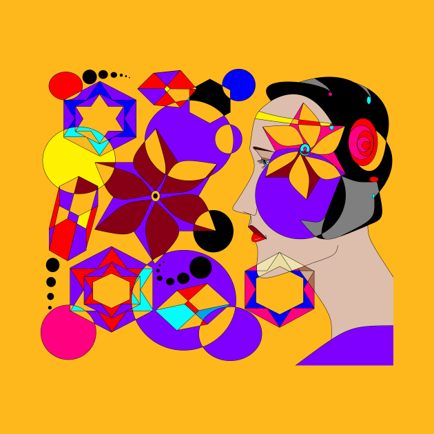 Abstract Lady with Shapes by YudyisJudy