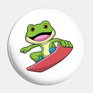 Frog as Snowboarder with Snowboard Pin