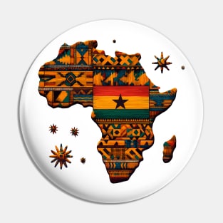 African Map Kente Pattern Ghana Flag Pin