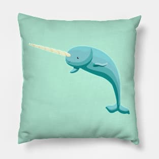 Gnarly Teal Narwhal Pillow