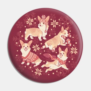 winter corgis in crimson Pin