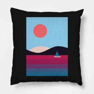 Nordic Minimalist Abstract Beach Sunset Graphic Illustration Pillow