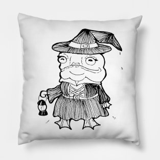 Inktober Agatha the Frog Witch Pillow