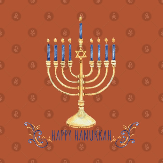 Hanukkah Watercolor B by Jean Plout Designs