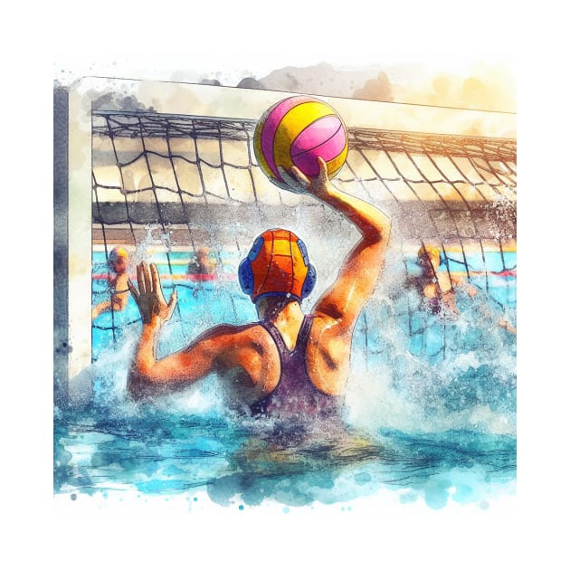 Artistic illustration of women playing water polo by WelshDesigns