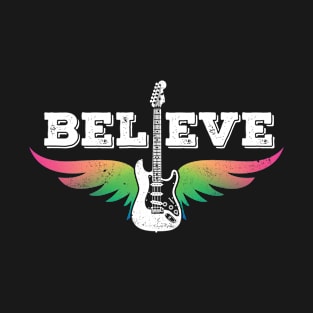 Believe Colorful Guitar Wings S-Style Electric Guitar T-Shirt