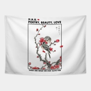 Japanese art style traditional Birds Poetry beauty love Tapestry