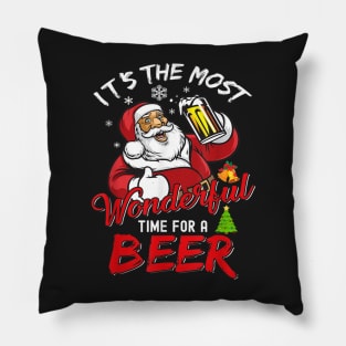 santa claus drinking beer wonderful time Pillow