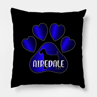 Love Airedale Terrier Dog Paw with Heart Toes Pillow