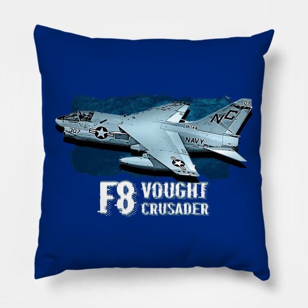 Vought F8 Crusader fighterjet Pillow by aeroloversclothing