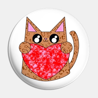 Vance The Brown Pattern Cat With Valentines Heart Pin