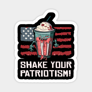 Scary Halloween Zombie Strawberry Milkshake Happy 4th Usa American Flag July Fourth Magnet