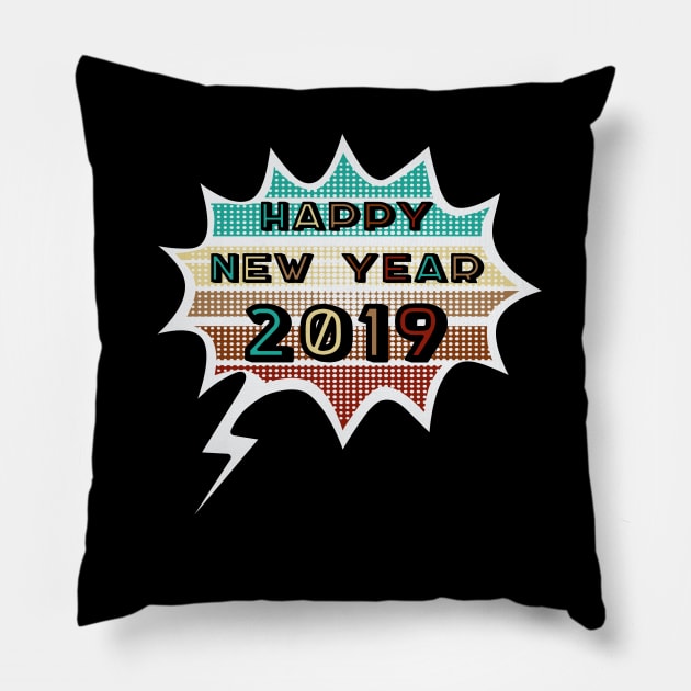 2019 Happy New Year Vintage Retro Pillow by MasliankaStepan