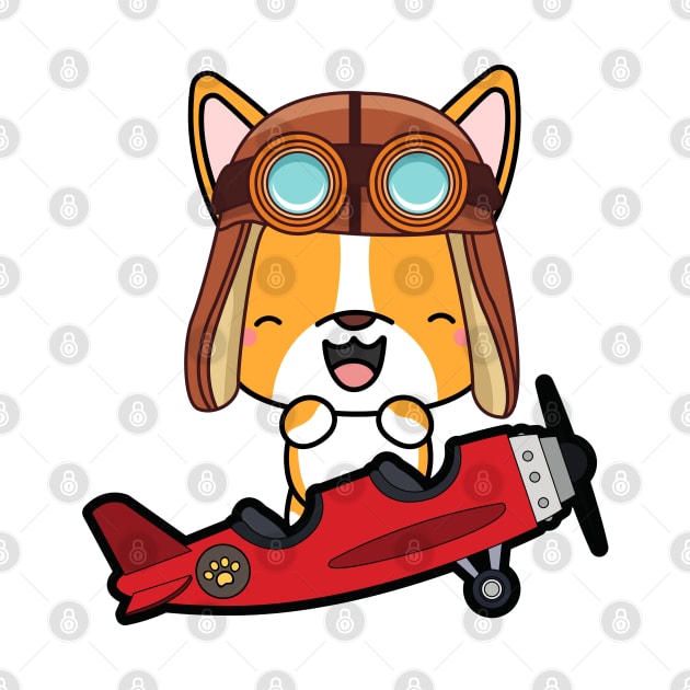 Cute corgi is in a vintage plane by Pet Station