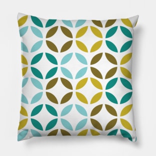 Mid Century Modern Teal Gold Petal Print Pillow