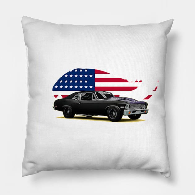 Nova Black USA Print Pillow by Auto-Prints