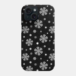 Snowflakes Pattern on Black Phone Case