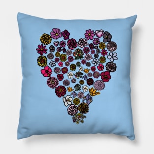 Floral Heart of Flowers Drawing Mothers Day Pillow