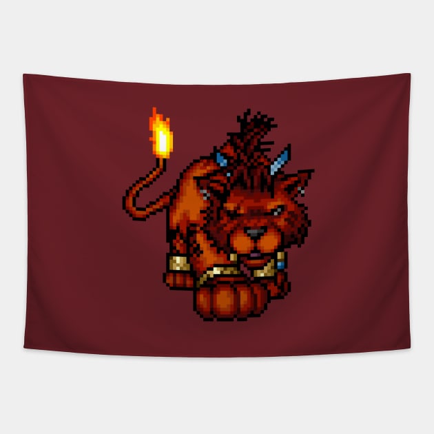 FF7 Nanaki/Red XIII Pixelart Tapestry by PixelKnight