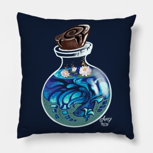 Indigo Beta Fish Potion Emblem Pillow