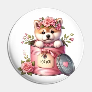 Valentine Akita Dog For You Pin