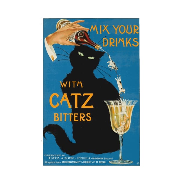 Mix Your Drinks with Catz Bitters - Vintage Advertising Poster by Naves