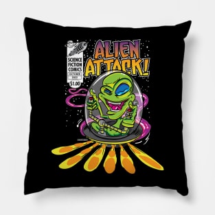 Alien Attack Science Fiction Comicbook Cover Pillow