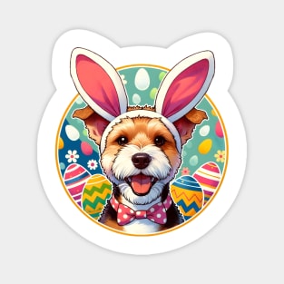 Teddy Roosevelt Terrier Enjoys Easter with Bunny Ears Magnet