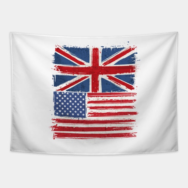 USA and Uk Flag Tapestry by Islanr